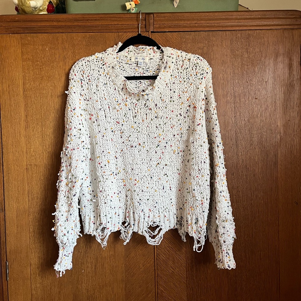 Birthday cake knit sweater by She & Sky, size M